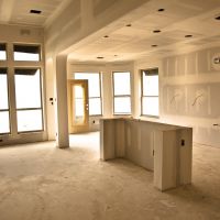 New home under construction or home addition/remodeling project. Sheetrock has been finished in kitchen area.